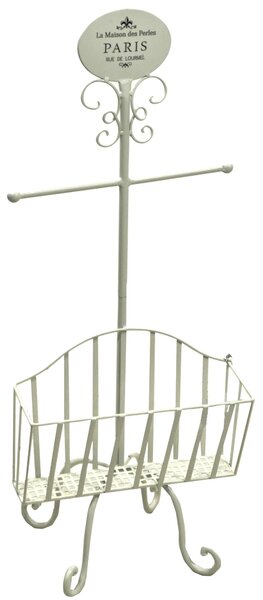 Piantana Porta Rotolo a Stelo in Metallo con Portariviste 34x23H82cm Paris