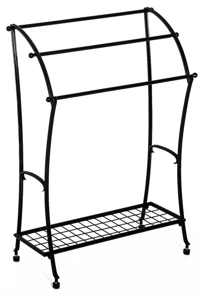 Porta Asciugamani da Bagno in Metallo 61.3x33x87.5 cm Nero