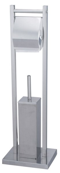 Piantana Porta Rotolo e Porta Scopino in Acciaio Fadi Cromato