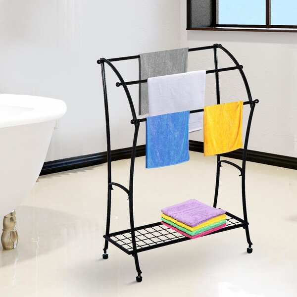 Porta Asciugamani da Bagno in Metallo 61.3x33x87.5 cm Nero