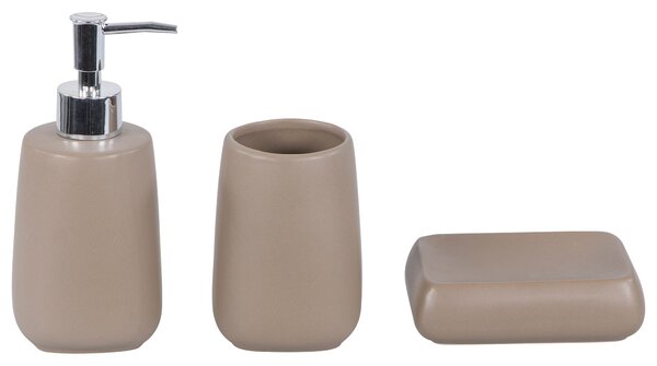 Set 3 Accessori da Bagno in Ceramica Caffè