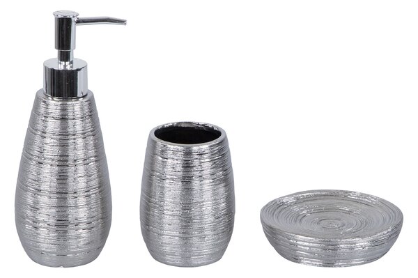 Set 3 Accessori da Bagno in Ceramica Cromato