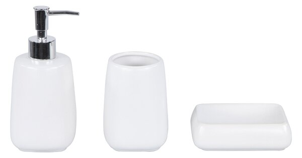 Set 3 Accessori da Bagno in Ceramica Bianco
