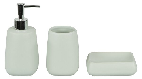 Set 3 Accessori da Bagno in Ceramica Verde Chiaro