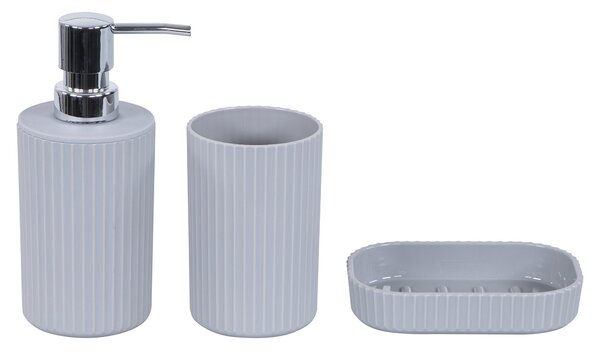 Set 3 Accessori da Bagno in Abs Grigio