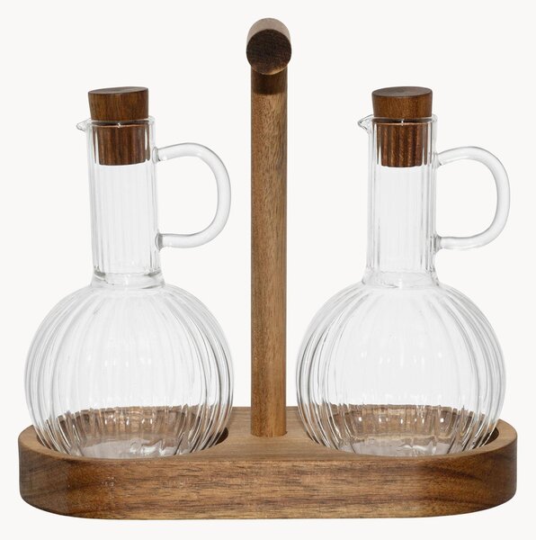 Set aceto e olio in vetro borosilicato con vassoio Mycenes