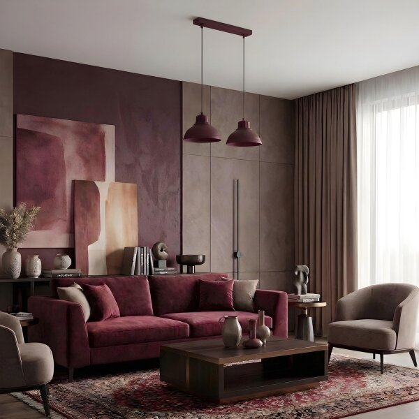 Lampadario a sospensione con cavo SVEN 2xE27/15W/230V bordeaux