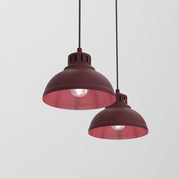 Lampadario a sospensione con cavo SVEN 2xE27/15W/230V bordeaux