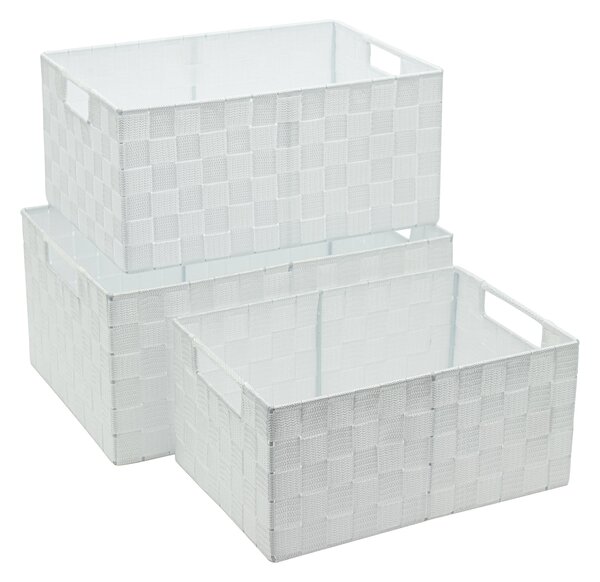 Set 3 Cestini Portatutto con Manici in Polipropilene Bianchi