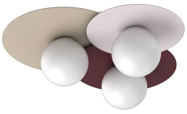 Plafoniera FLAT 3xE27/15W/230V 55x60 cm beige/crema/bordeaux