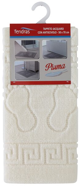 Tappeto Bagno 50x70 cm con Antiscivolo Ecru Feridras Piuma