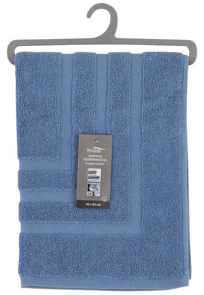 Tappeto Scendidoccia 46x65 cm in Spugna di Cotone Azzurro Feridras