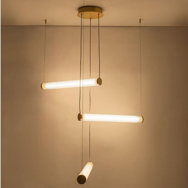 Zuma Line 1234 - Lampadario LED dimmerabile a sospensione con cavo COMO LED/64W/230V 2700-6500K oro + telecomando
