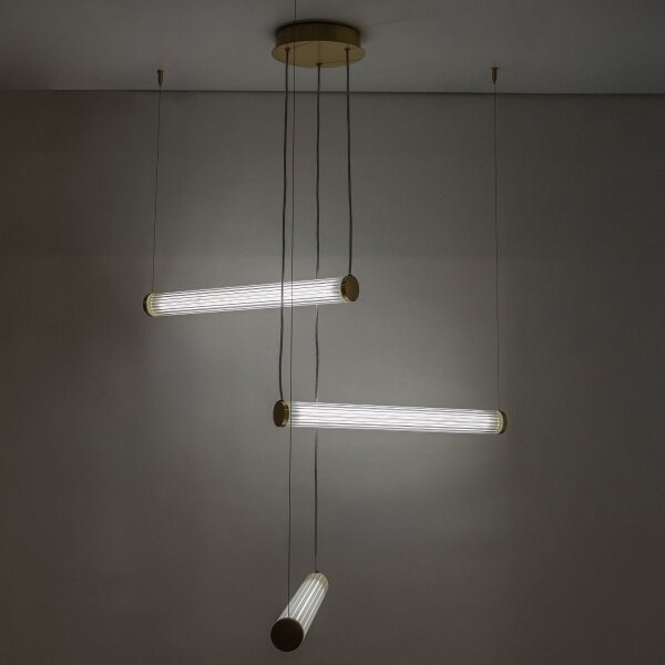 Zuma Line 1234 - Lampadario LED dimmerabile a sospensione con cavo COMO LED/64W/230V 2700-6500K oro + telecomando
