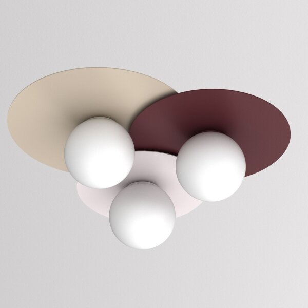 Plafoniera FLAT 3xE27/15W/230V 55x60 cm beige/crema/bordeaux