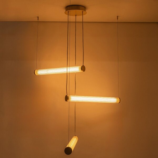 Zuma Line 1234 - Lampadario LED dimmerabile a sospensione con cavo COMO LED/64W/230V 2700-6500K oro + telecomando