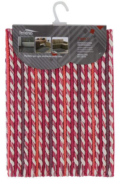 Tappeto Bagno in Cotone Ciniglia con Antiscivolo Fucsia Feridras Twist 50x90 cm