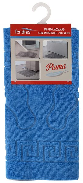 Tappeto Bagno 50x70 cm con Antiscivolo Blu Feridras Piuma