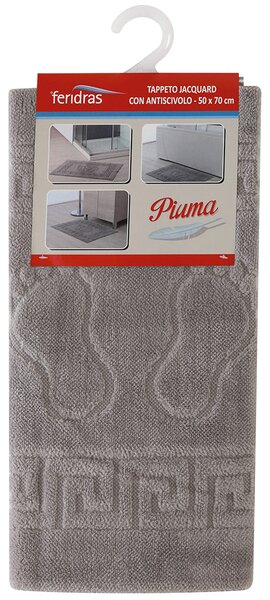 Tappeto Bagno 50x70 cm con Antiscivolo Grigio Feridras Piuma