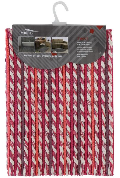 Tappeto Bagno in Cotone Ciniglia con Antiscivolo Fucsia Feridras Twist 50x90 cm