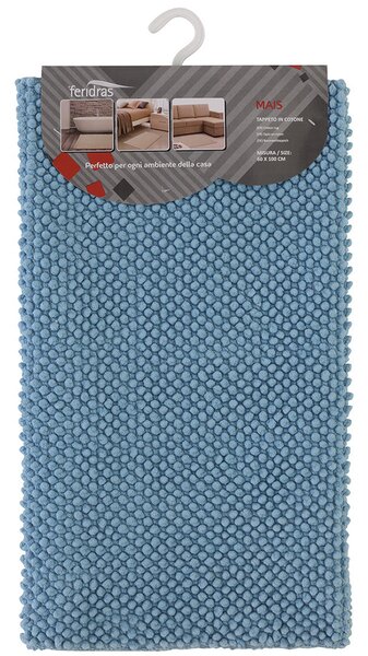 Tappeto Bagno in Cotone Azzurro Feridras Mais 50x80 cm