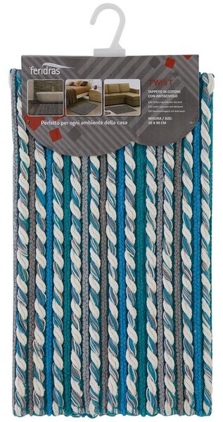 Tappeto Bagno in Cotone Ciniglia con Antiscivolo Tortora Feridras Twist 50x90 cm