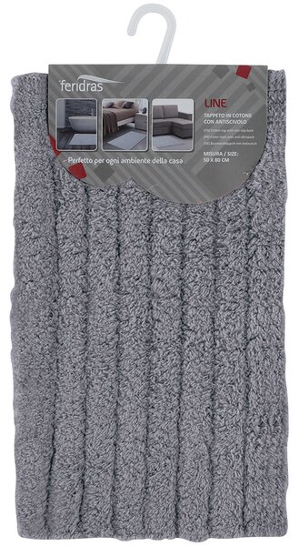 Tappeto Bagno in Cotone con Antiscivolo Grigio Feridras Line 50x80 cm