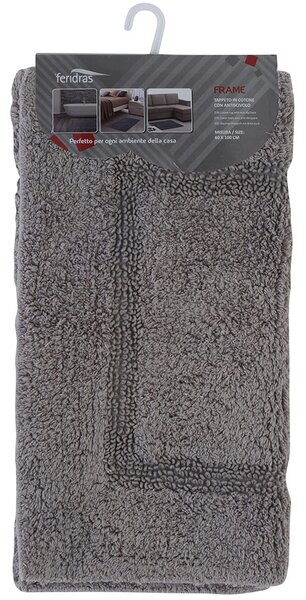 Tappeto Bagno in Cotone con Antiscivolo Grigio Feridras Frame - 60x100 cm/