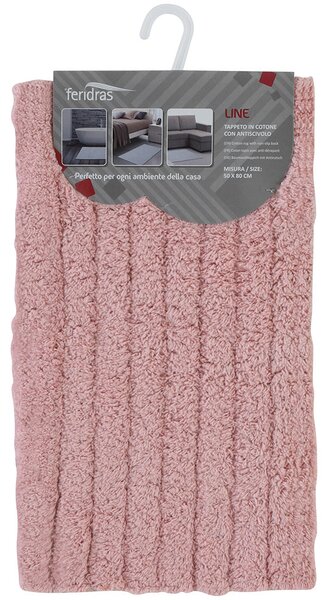 Tappeto Bagno in Cotone con Antiscivolo Rosa Feridras Line 50x80 cm