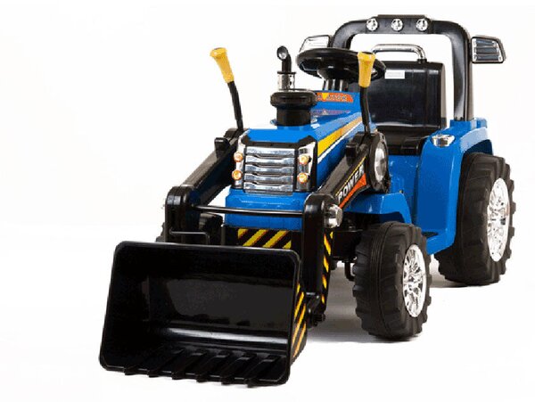 Trattore Elettrico Ruspa con Pala Scavatrice 12V per Bambini Blu