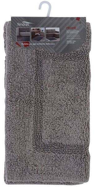 Tappeto Bagno in Cotone con Antiscivolo Grigio Feridras Frame - 60x100 cm/