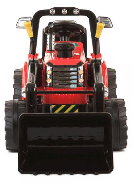Trattore Elettrico per Bambini Ruspa con Pala Scavatrice 12V Rosso