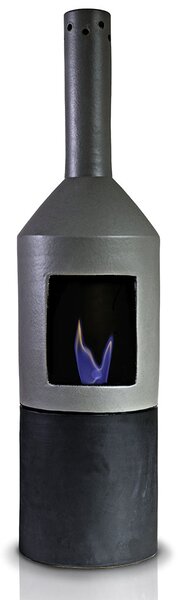Camino a Bioetanolo da Pavimento in Ceramica 25x95 cm Ferazzoli Cilindro Alto Grigio Chiaro