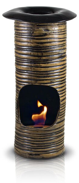 Camino a Bioetanolo da Tavolo in Ceramica 19x60 cm Ferazzoli Tondo Nero-Biscotto