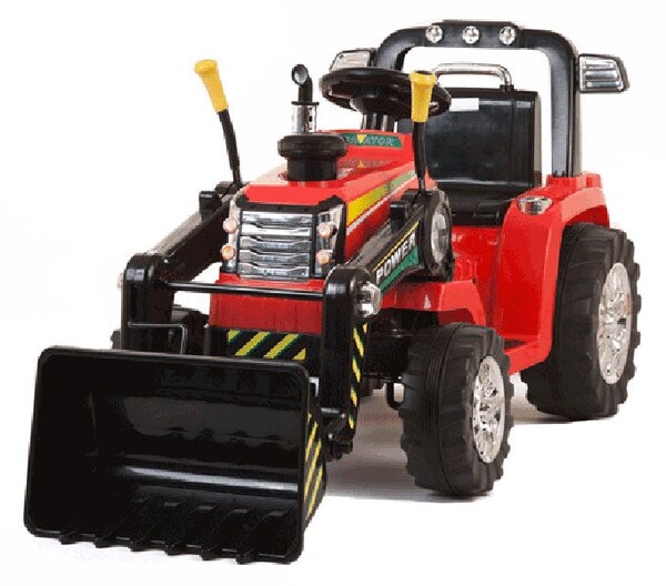 Trattore Elettrico per Bambini Ruspa con Pala Scavatrice 12V Rosso
