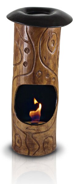 Camino a Bioetanolo da Tavolo in Ceramica 19x60 cm Ferazzoli Tondo Cuoio