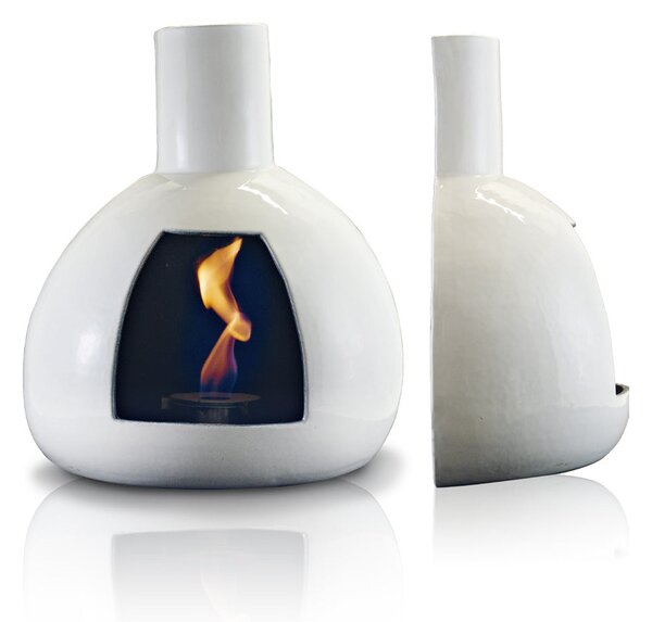Camino a Bioetanolo da Parete in Ceramica 50x60 cm Ferazzoli Peer Bianco
