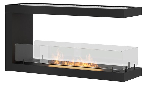 Camino a Bioetanolo Trifacciale da Incasso 100x50 cm Inside U 1000 V1 Nero con Vetro