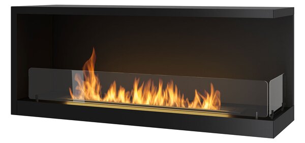 Camino a Bioetanolo da Incasso 110x45 cm Inside P1100 V2 Angolo a Destra Nero con Vetro