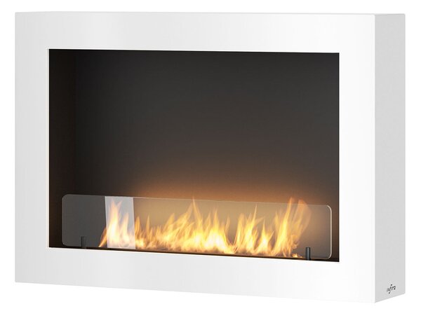 Camino a Bioetanolo da Parete 80x56x16,5 cm Murall 800 Bianco con Vetro