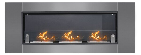 Camino a Bioetanolo da Parete 136x54 cm Inox e Nero