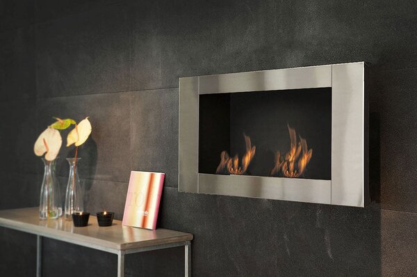 Camino a Bioetanolo da Parete 110x16x54 cm Grigio Silver