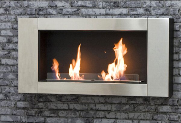 Camino a Bioetanolo da Parete 110x16x54 cm Grigio Silver