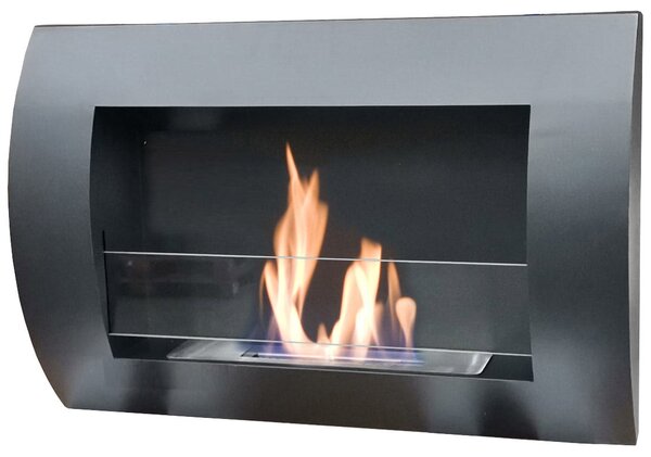 Camino a Bioetanolo da Parete 63x45 cm Bauer Round Nero