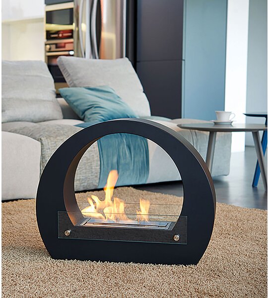 Camino a Bioetanolo da Pavimento 64x23x52 cm Karlsen Bologna Nero