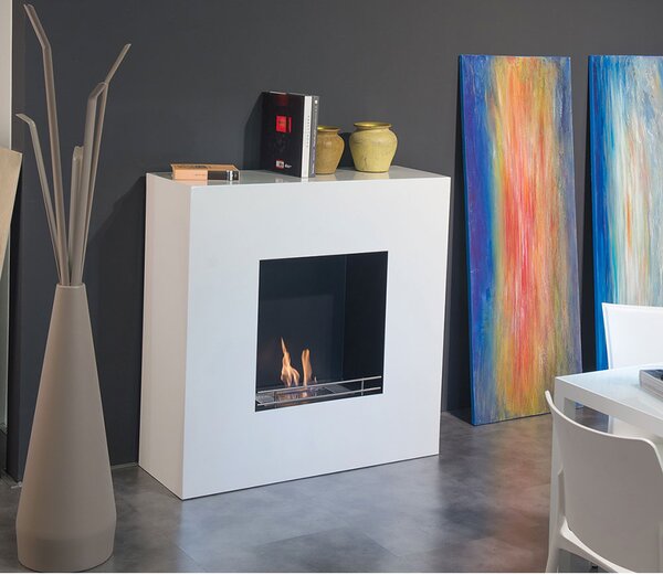 Camino a Bioetanolo da Pavimento 112x112 cm Karlsen Milano Bianco