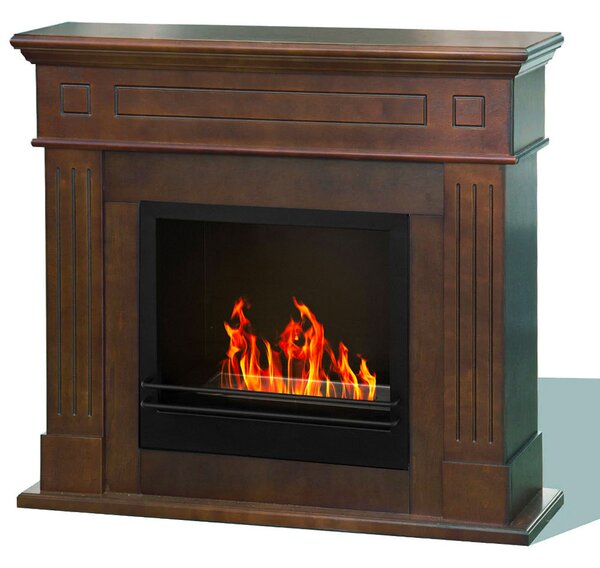 Camino a Bioetanolo da Pavimento 110x36x100 cm Cambridge in Legno Marrone