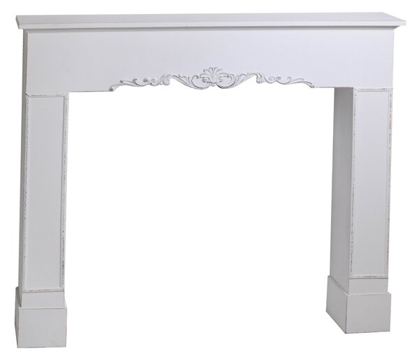 Cornice Camino in Legno 114x20x102cm Frame Bianca