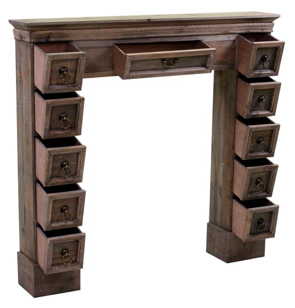 Cornice Camino in Legno 11 Cassetti 108x18x101cm Frame Marrone