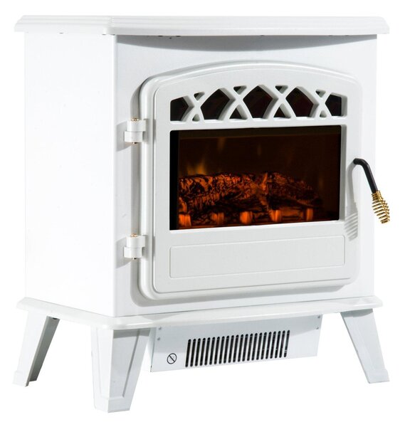 Camino Elettrico da Terra Effetto Fiamma 1800W Bianco